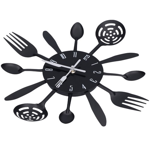 Black kitchen wall clock - kitchen,