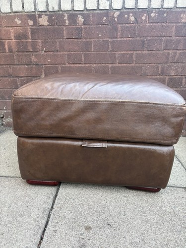 Brown leather ottoman storage - leather,