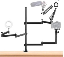 ULANZI Desk Camera Mount Webcam Stand, Microphone Stand Desk with Heavy Duty Cla