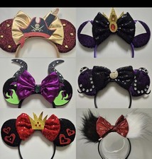 Disney Villain headband Minnie Mickey Mouse ears Hook Cruella Ursula Queen Evil