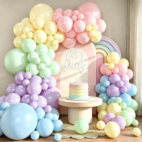 Rainbow balloons 133pcs - 133pcs, pastel