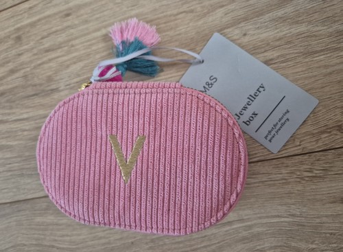 Pink jewellery box - m&s, 'v'