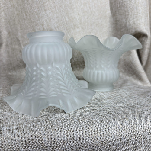 Pair vintage frosted glass - pair,