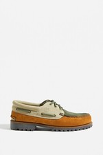 MENS TIMBERLAND AUTHENTIC HANDSEWN NUBUCK BOAT SHOES - ALL SIZES - WHEAT/GREEN.