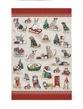 Cotton Tea Towel Ulster Weavers Merry Mutts 100% Cotton Red