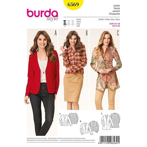 Burda 6569 fitted jackets - fitted,