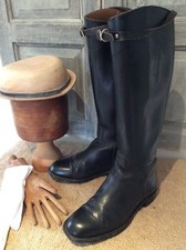 Vintage Patented~Leather Equestrian Polo Riding / Hunting Boots 5.5 ~Decor /Prop