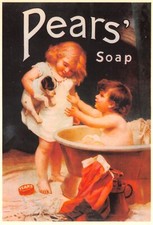MODERN MAYFAIR POSTER  POSTCARD PEARS SOAP HIS TURN NEXT  UNUSED VERY GOOD MINT