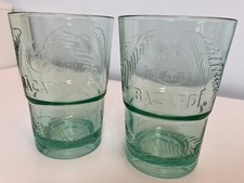 2 X Bacardi Rum Mojito Cocktail Glass Green Tinted Embossed Leaf Bat Logo