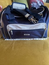 A 2 B Navy and Light Grey Holdall Weekend Bag with Shoulder Strap