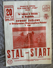 START  GNIEZNO  v  STAL  RZESZOW  POLAND   SPEEDWAY  POSTER 27  x  19.5"