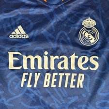 Rare Original Real Madrid 2021/2022 Long Sleeve Away Football Shirt Mens Small