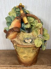 Vintage Bossons England Chalkware Wall Plaque Robins  1971