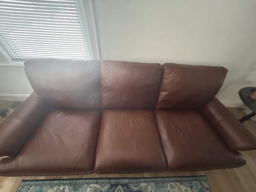 Brown leather seater sofa - brown, 3-seater