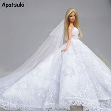 Pure White Lace Fashion Doll Clothes Wedding Dress For 11.5" Dolls Outfits 1/6