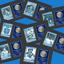 Rangers FC Barcelona Bears  1972 ECWC Mounted Card & Coin  Metal Art Gift Set