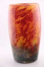 Large Flambe pattern Studio Glass vase, hand made multicolour art glass