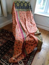 Vintage Indian Kantha Quilt Cotton Bedspread Throw