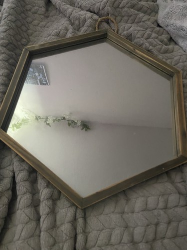 Hexagon wall mirror - wall, gold
