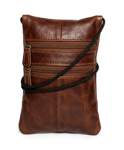 Nappa leather neck purse - leather, 3