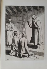 1895 WILLIAM STRANG ETCHING. MARRIAGE OF MERCY AND MATTHEW (Pilgrim's Progress)