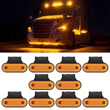 10x Amber LED Oval Side Marker Lights Rear Front Trailer Truck Lorry w/ Bracket,