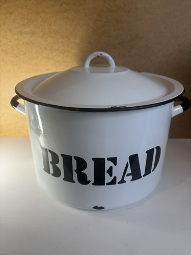 Vintage metal enamelled bread - metal,