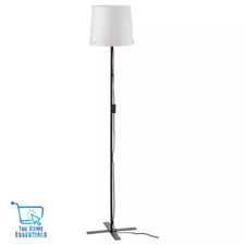 IKEA BARLAST Tall Standing Floor Lamp Black /White Steel Soft Shade Decor 150 cm