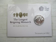 2015 The Longest Reigning Monarch Fine Silver 20 Pound Coin Royal Mint Sealed