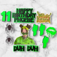 Billie Eilish Cake Topper And Charm Set Personalised With Name And Age 