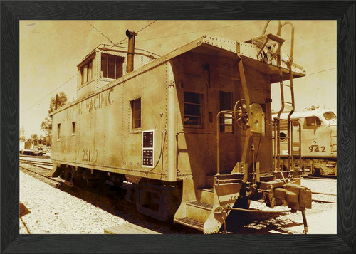 Vintage train caboose framed - train,