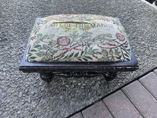 Wood And Tapestry Foot Stool