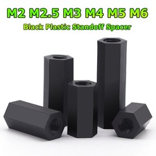 Plastic Hex Standoff Spacers Thread Sleeve Black Column Long Nut M2M2.5M3M4M5M6