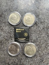 5 x Winston Churchill Crowns  1965  In capsules + one in midland bank sleeve -  