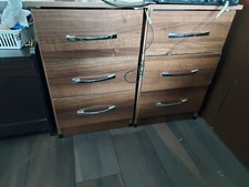 3 Drawer Wooden Bedside Cabinet Furniture - 2 sets
