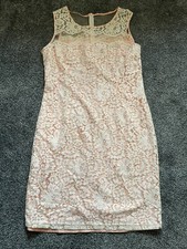 Womens Cameo Rose Dress, Size 16, Peach, Lace, Sleeveless, Bodycon, Shift