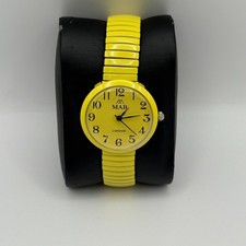 MAB Ladies Yellow Quartz Watch Stretch Band London Working 29mm New Battery