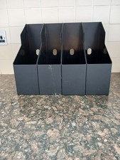 Filing system of 4 x A4 magazine holders for documents and files each 10cm wide