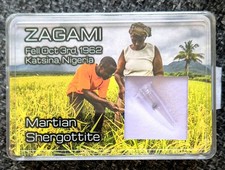 ZAGAMI Shergottite Martian Meteorite RARE Witnessed Fall Fragment in display box