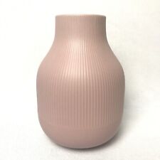 Ikea Gradvis MCM Vase 22cm Tall Light Pink Glazed Ribbed Modern Stoneware