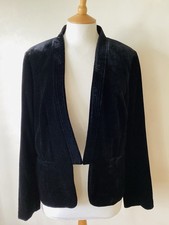 PER UNA M&S SOFT BLACK VELVET SHORT JACKET SIZE UK 18