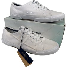 Henri Lloyd Riviera Trainers Men's UK 8 White Lace Up Canvas Sneakers Boxed