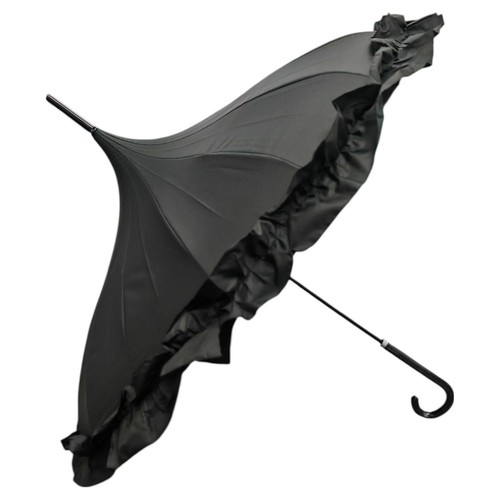 Black pagoda frilly brolly - black,