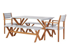 Home Richmond 6 Seater Wooden Patio Set - Grey | Outdoor Garden Dining Furniture