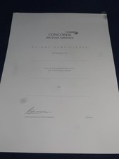 BRITISH AIRWAYS CONCORDE MEMORABILIA Flight Certificate Unused Blank