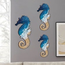 3pcs Wooden Seahorse Wall