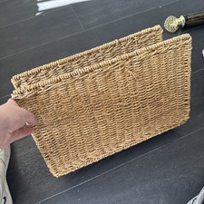 Vintage Retro Meral & Wicker/ Rattan Magazine Rack