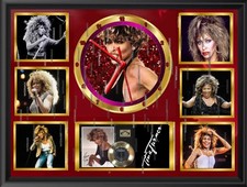 Tina Turner A4 art print framed with clock plus free print