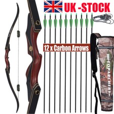 Archery 60" Takedown Recurve Bow Wood Riser / Arrows Quiver Adult Hunting Target