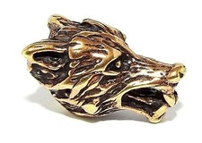 Wolf Viking Celtic Beard Hair Bead (6mm hole, made from Solid Bronze)